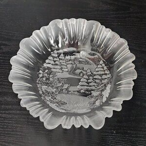 Mikasa Winter Dreams Vintage Serving Bowl Frosted Satin Edge West Germany